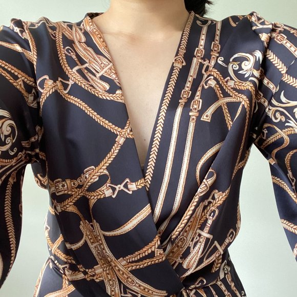 Sheike Black and Gold Wrap Dress - Picture 6 of 8